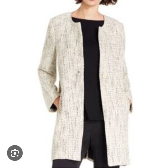 Eileen Fisher Black/white Curve Collar Jacket - Picture 1 of 6